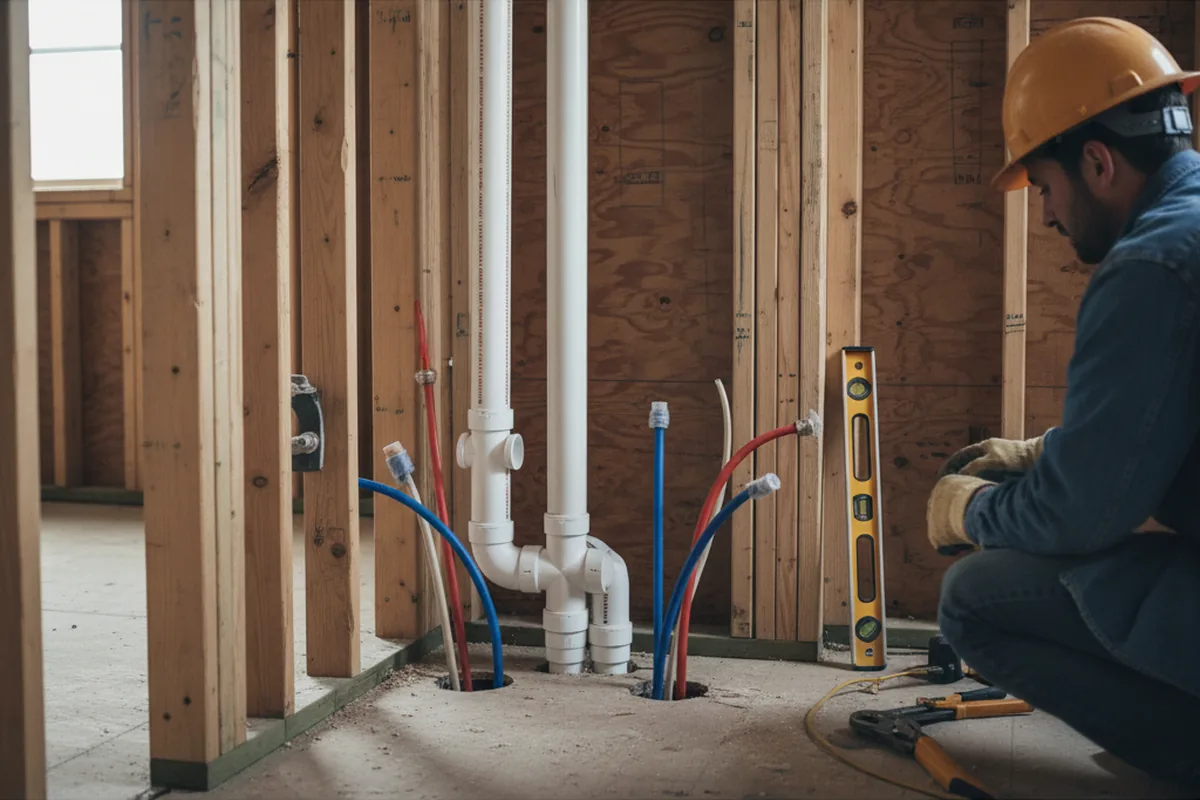 Drain and supply rough-in during Toilet Repair and Installation in Bethel
